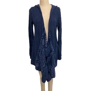 Mossimo Womens Hooded Cardigan L Navy Blue Cotton Blend